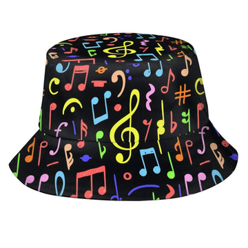 Musical note bucket hat side view
