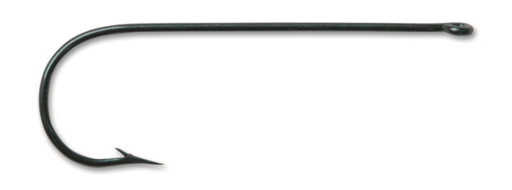 Mustad 3262 Aberdeen hook, blued finish, ringed for secure bait presentation.