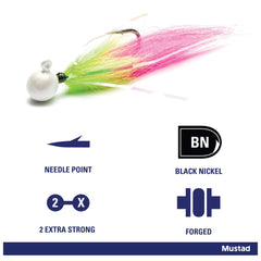Tailout Twitcher Jig 1oz Pearl-Anadro Green Chartruese-Mystic Black - side angle