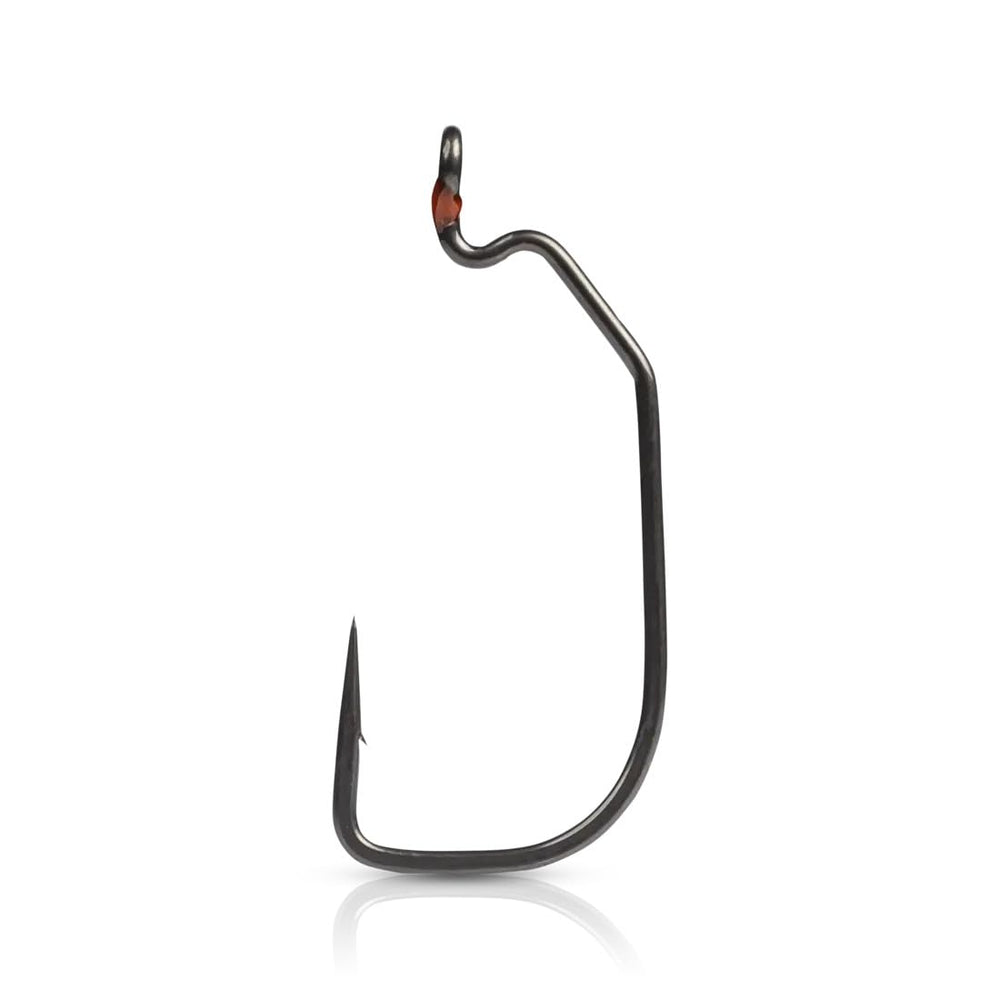 Mustad AlphaPoint Assault hook in action demonstrates wide gap for better hook exposure.