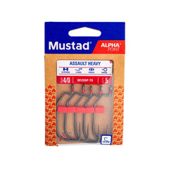 Mustad AlphaPoint Assault hook packaged highlights value pack of five for anglers.