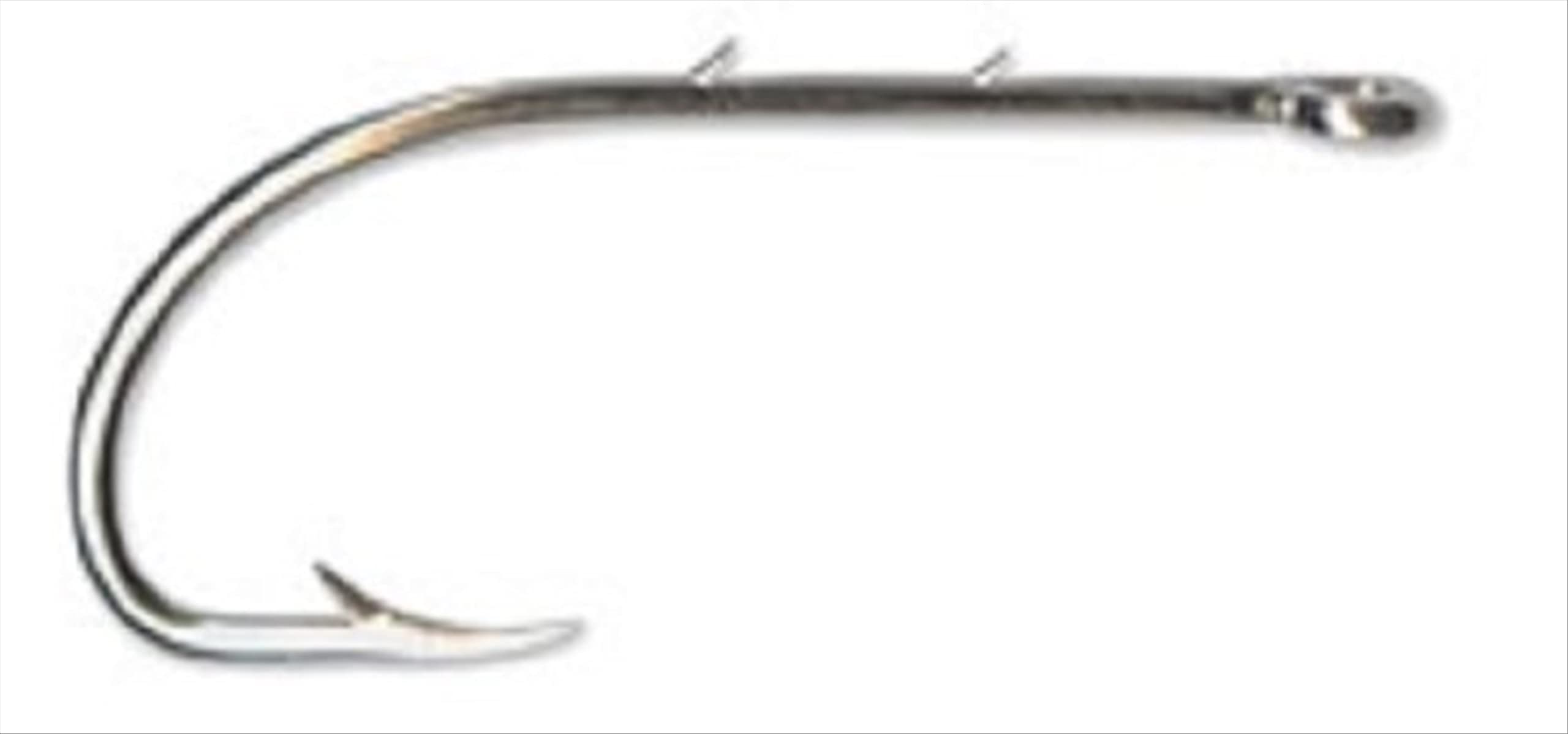 Mustad Beak hook with special long shank and two slices in nickel finish enhances hooking potential
