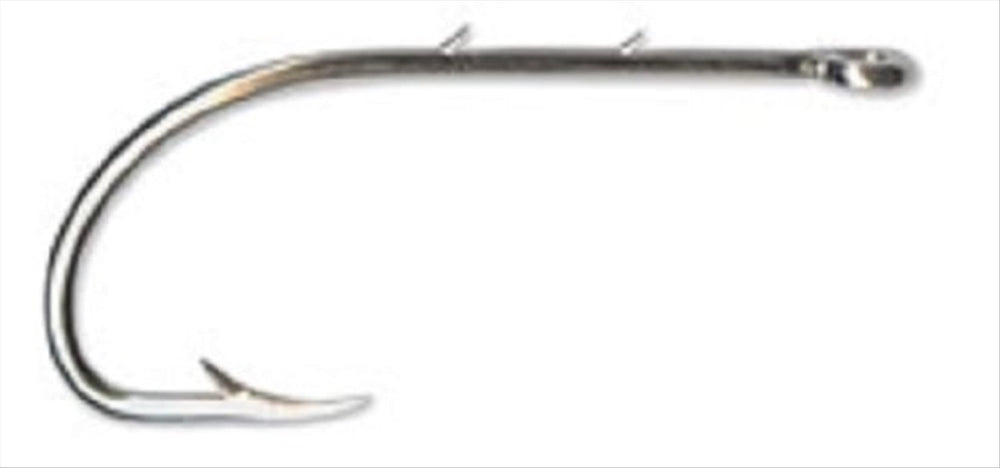 Mustad Beak hook with special long shank and two slices in nickel finish enhances hooking potential