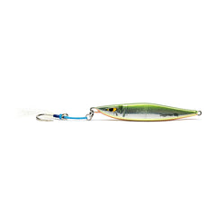 Mustad Daggerman Jig 240g Yellow Candy, front view, ideal for targeting amberjack and tuna.