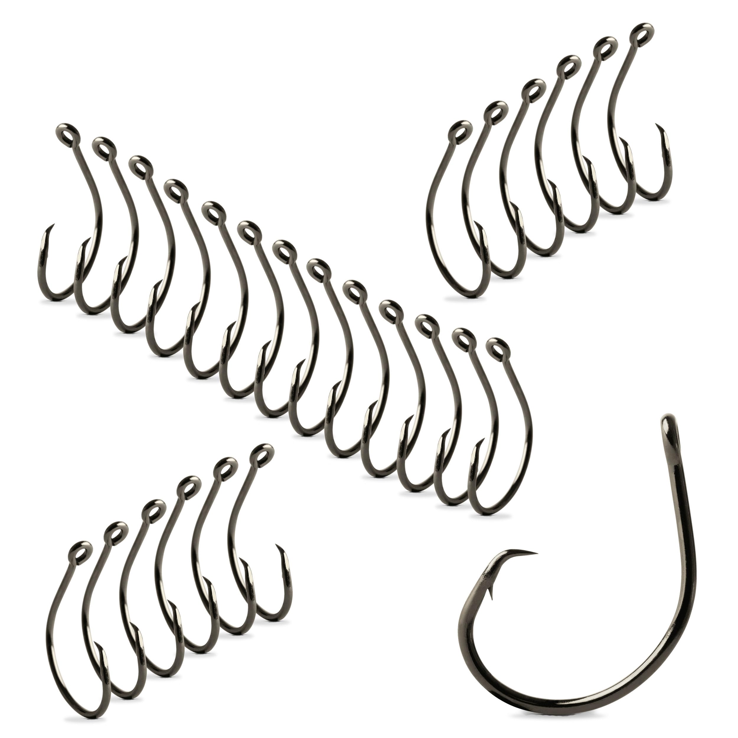 Mustad Demon offset circle hooks 5/0 black nickel pack of 25 for reliable hookups.