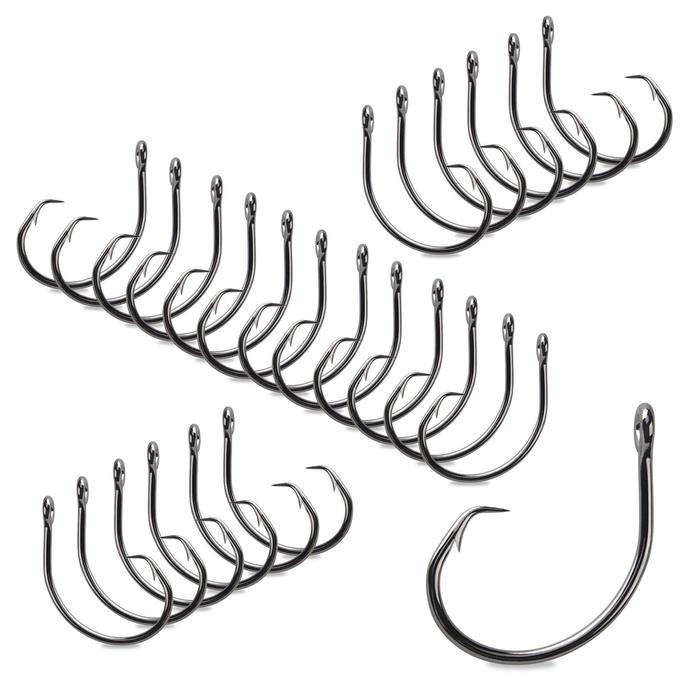 Mustad Demon Perfect Circle Hook with wide gap; 2X strong wire for big-game fishing.