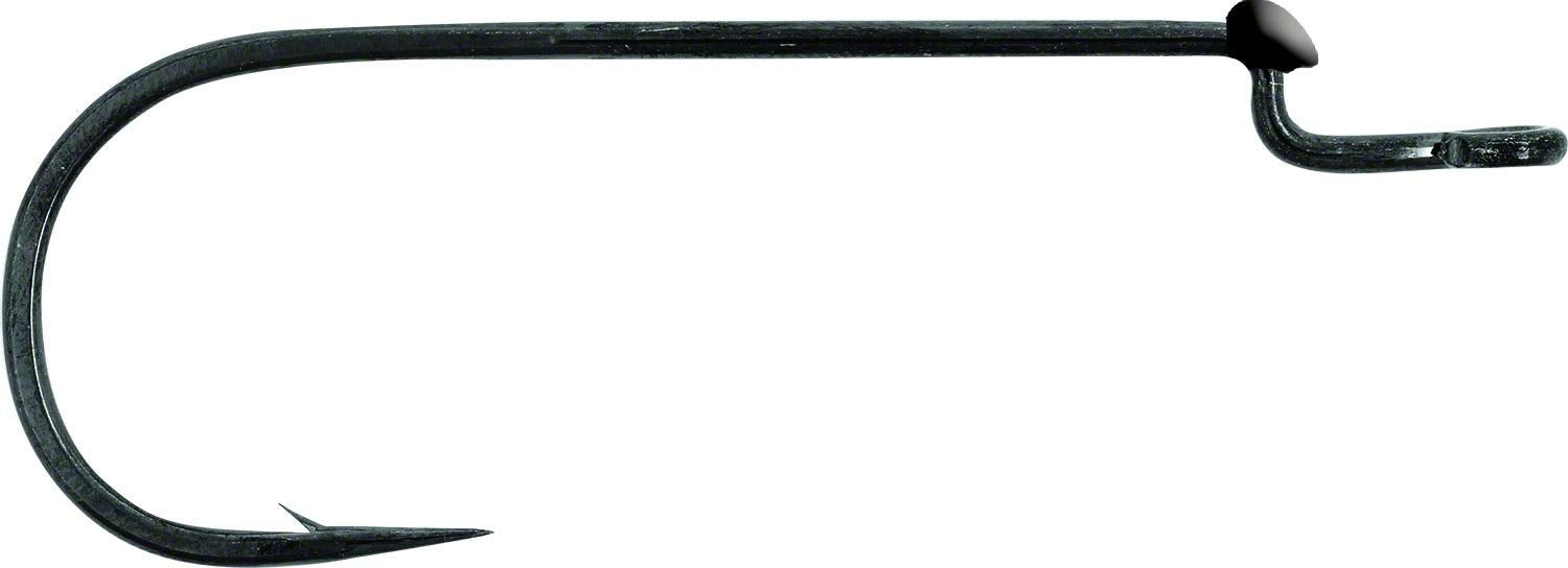 Mustad Grip-Pin Big Bite hook, 2X long 6/0, shown rigging soft plastics for secure bait hold.