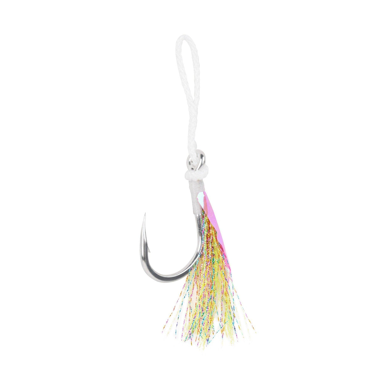 Mustad heavy duty assist rig white with green flash, size 6/0, versatile jigging and trolling.