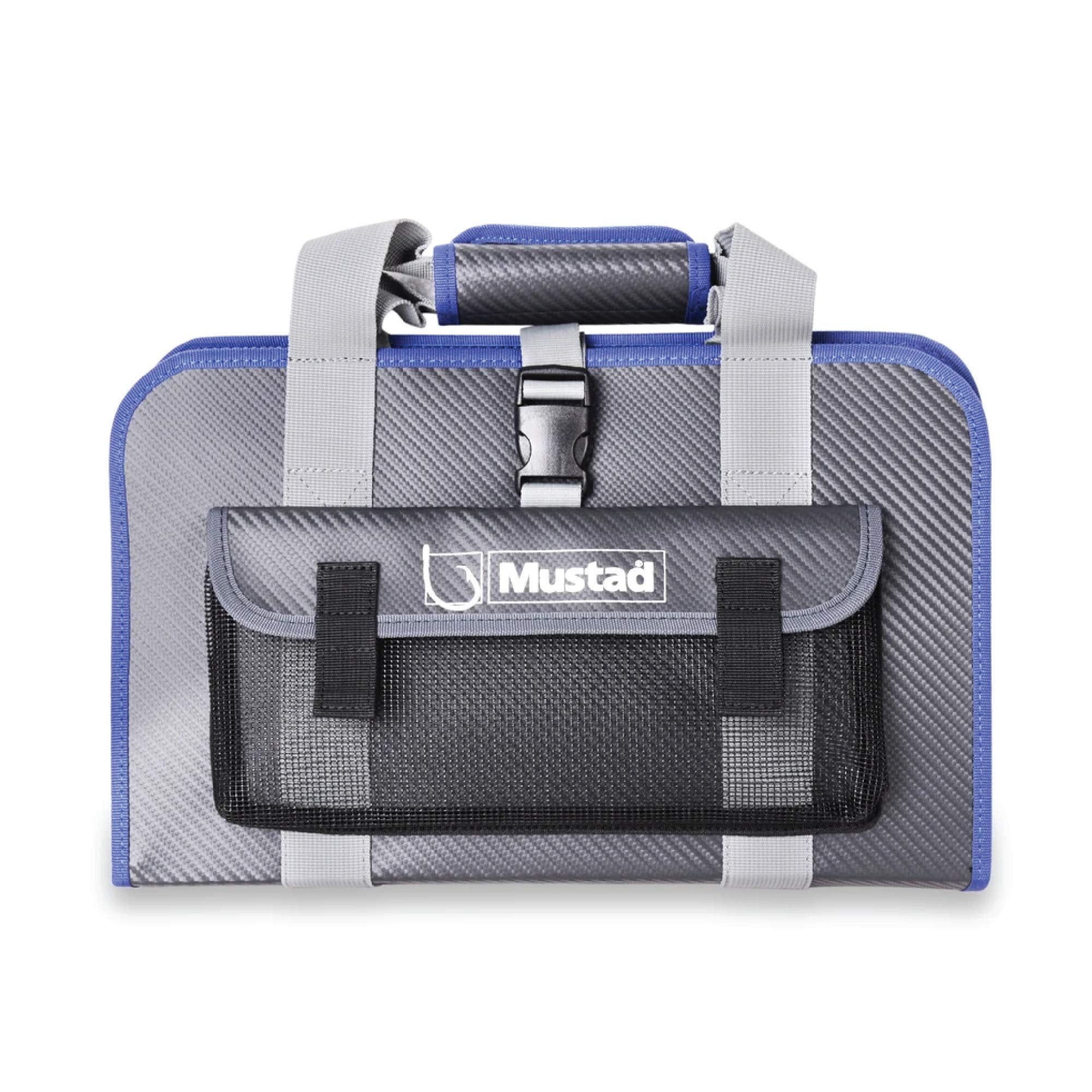 Mustad Jig Bag water-resistant tarpaulin protects gear on the boat.