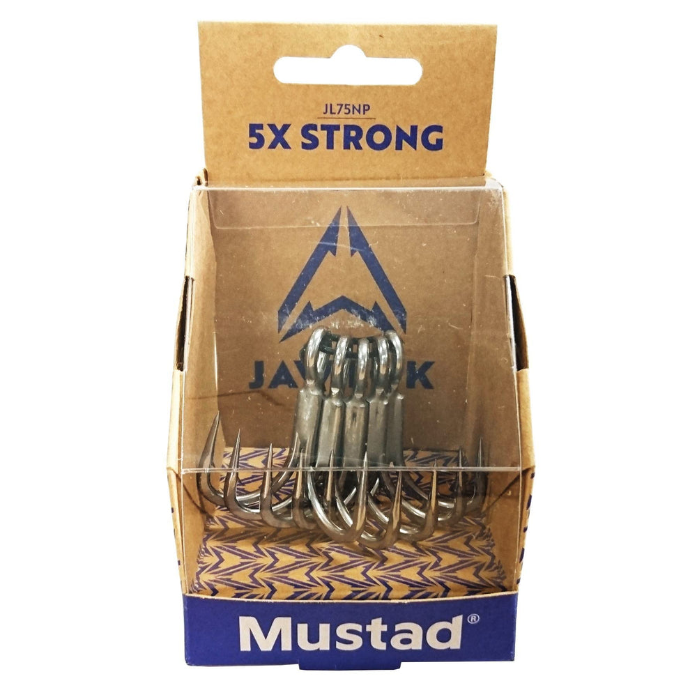 Mustad Jolock inline treble hooks with gunmetal titanium finish for saltwater use and durable performance