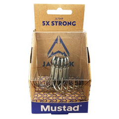 Mustad Jolock inline treble hooks with gunmetal titanium finish for saltwater use and durable performance