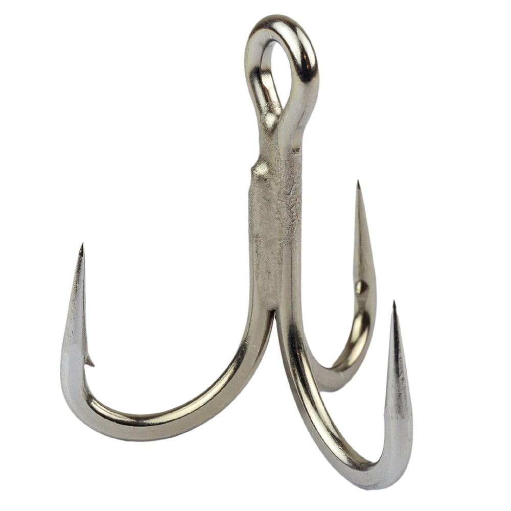 Mustad Jolock inline treble hooks, size 2-0, pack of five, designed for precise lure action.