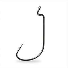 Mustad Megabite hook with widegap and offset shank for secure soft plastic rigs.