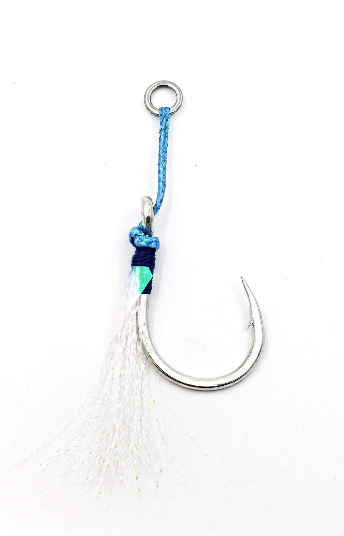 Mustad Ocean Camo Assist Rig blue with flash and ring for enhanced lure action