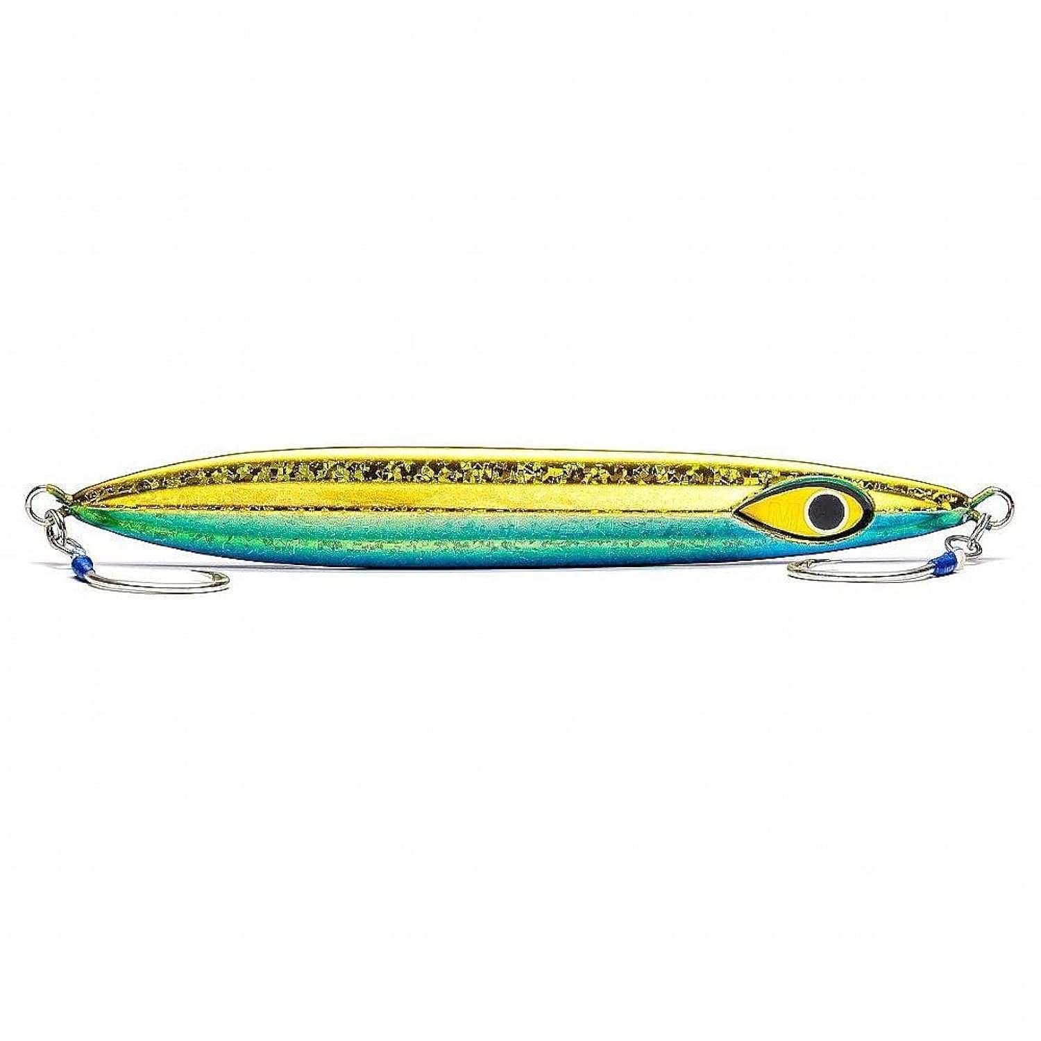 Mustad Rip Roller Jig Fusilier Glitter front view enhances deep-water visibility and attraction