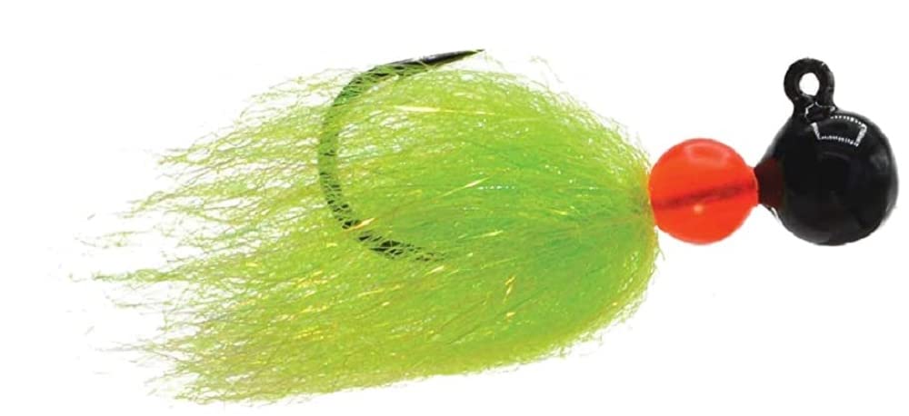 Mustad Sink It Series Jig in black-anadro green chartreuse 1/8oz for salmon, steelhead, and trout