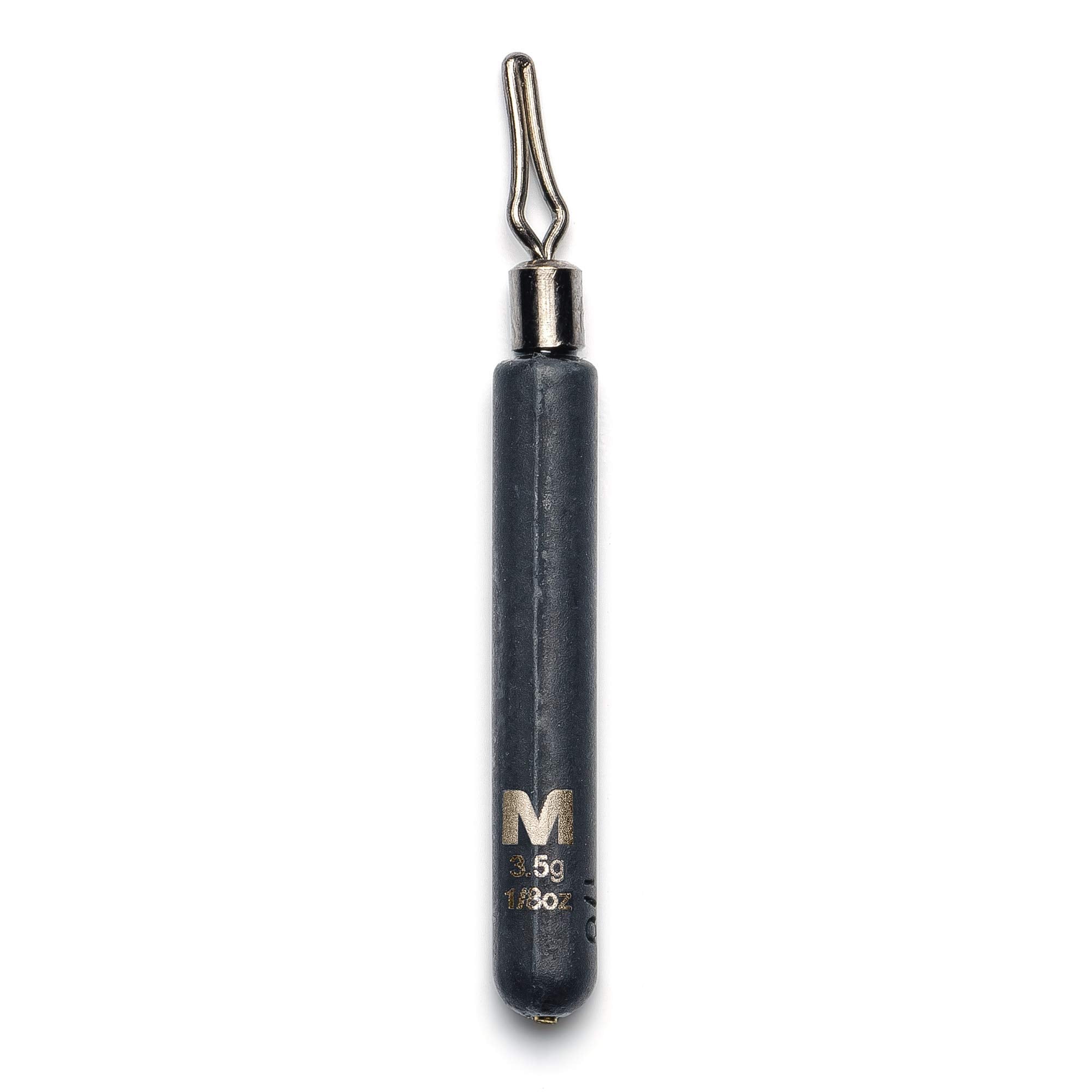 Mustad Skinny Drop Shot Weight 1/8oz front view highlights its slim profile for precise rigging.