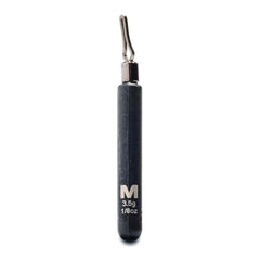 Mustad Skinny Drop Shot Weight 1/8oz side view shows a slim design reducing line visibility.