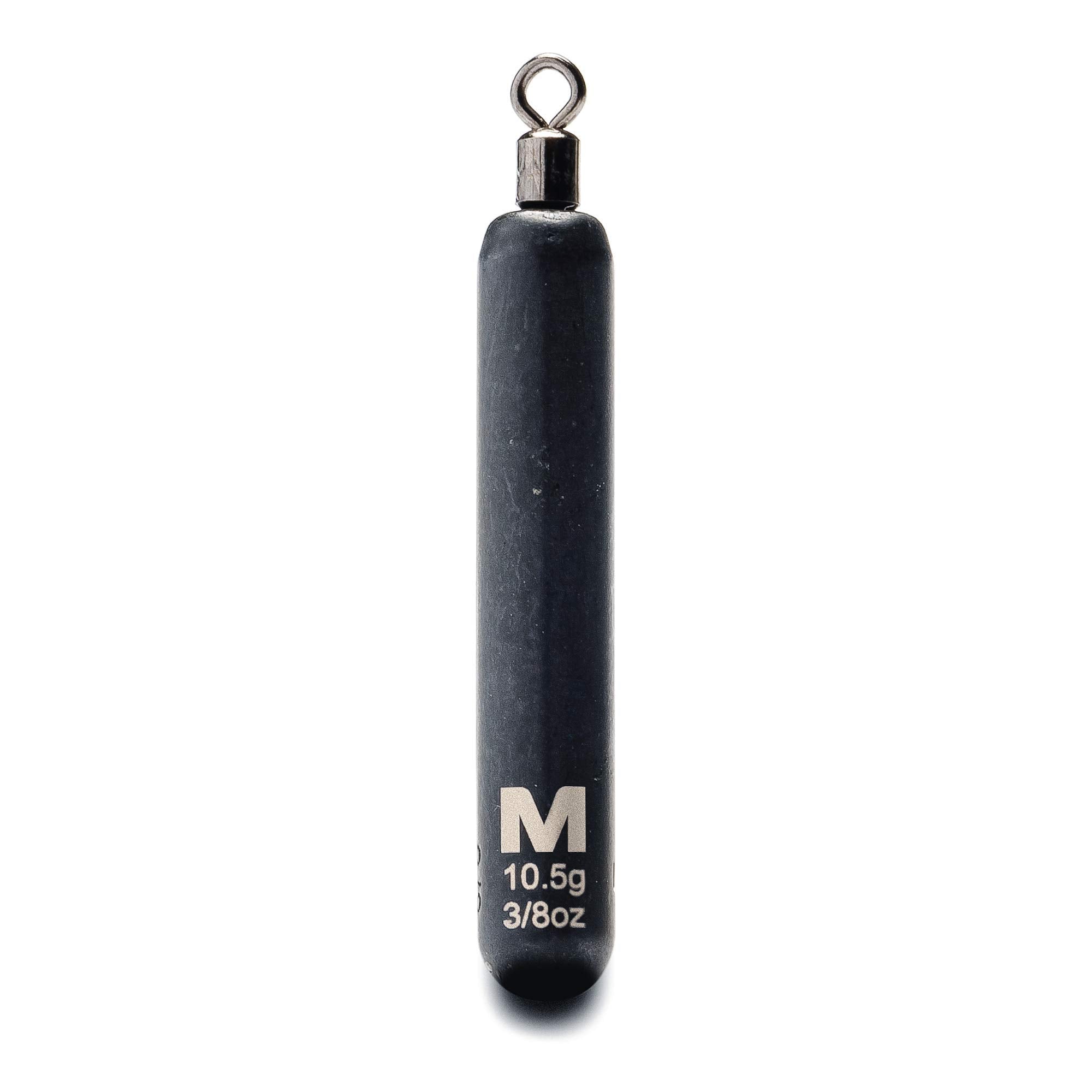 Mustad Skinny Drop Shot Weight 3/8oz - side view shows slim shape and balance.