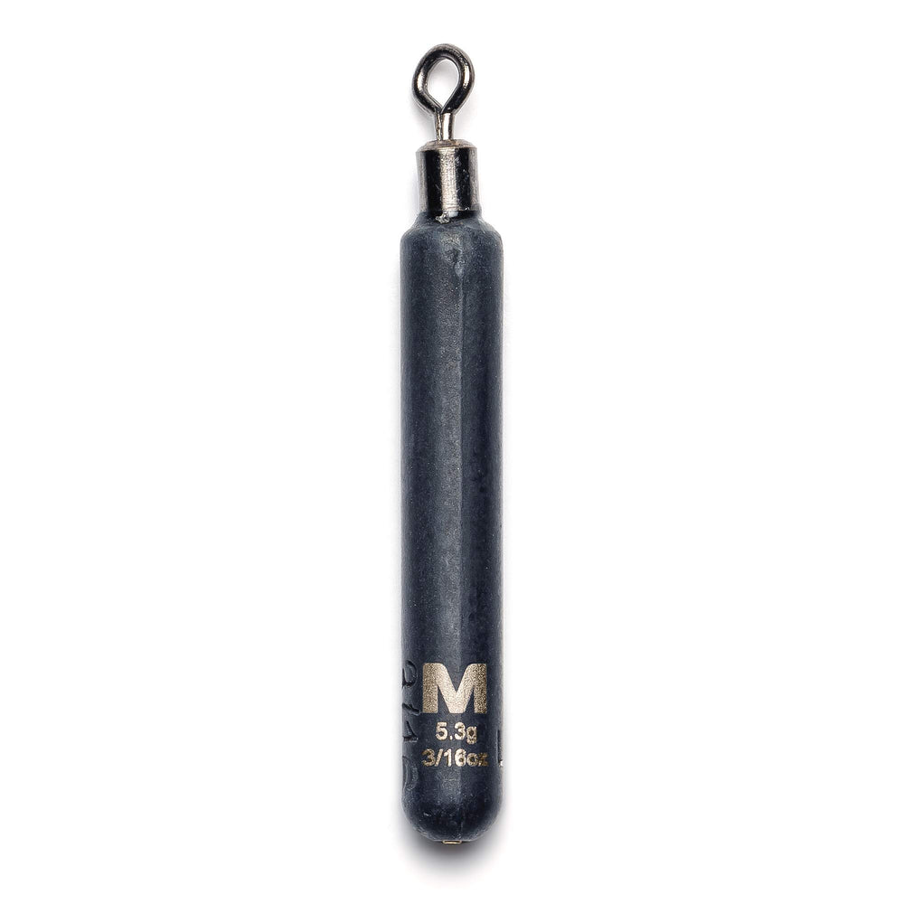 Mustad Skinny Drop Shot Weight 3/16oz seen from the front, slim profile for snag-free finesse.