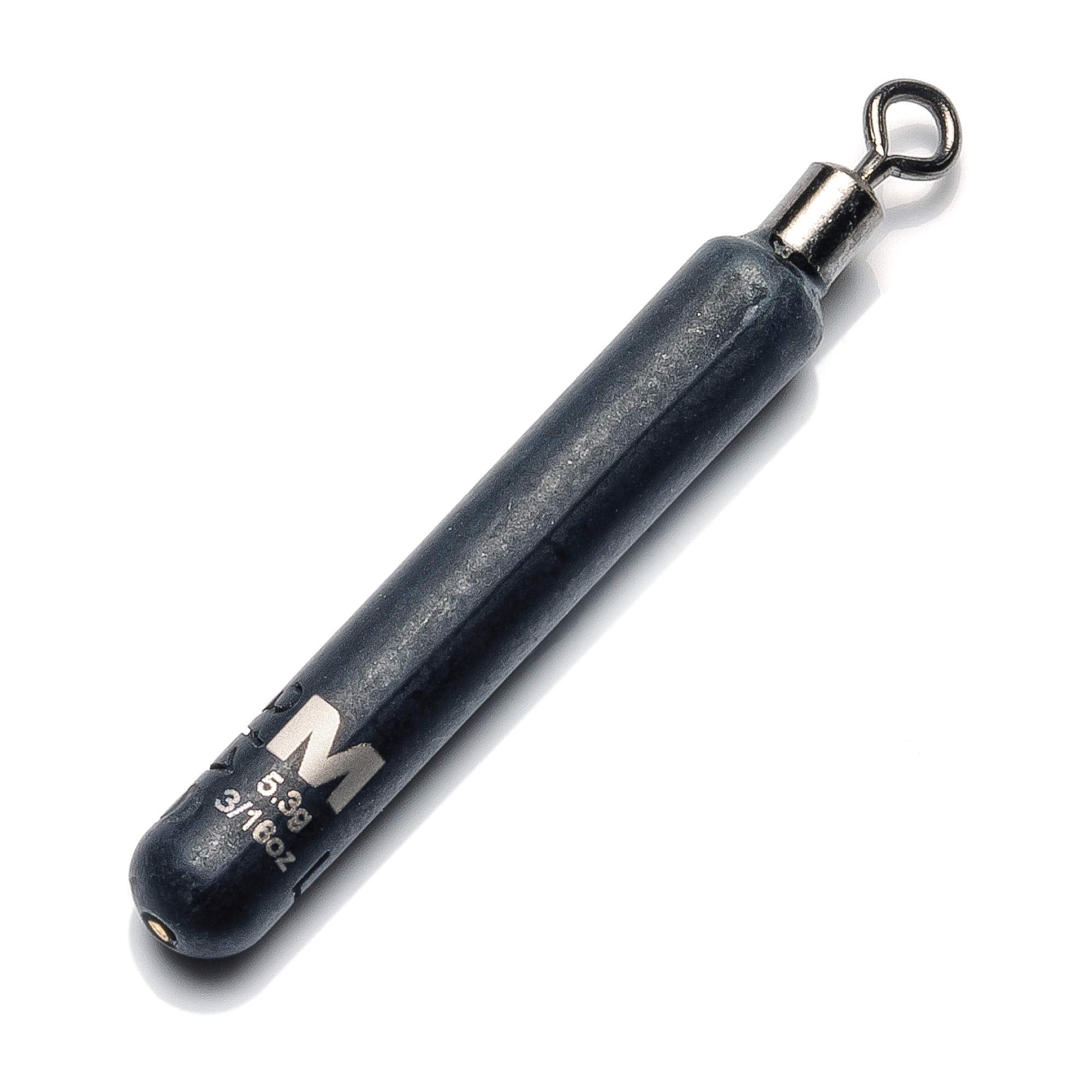 Mustad Skinny Drop Shot Weight 3/16oz on fishing line demonstrates quick sink and precise depth control.