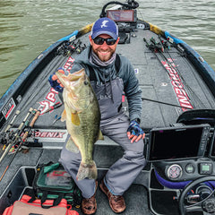Mustad teardrop weight in action during bass fishing with a smooth finish.