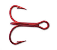 Mustad Triple Grip Treble with 2 extra short shank in red, enhanced strength and versatility