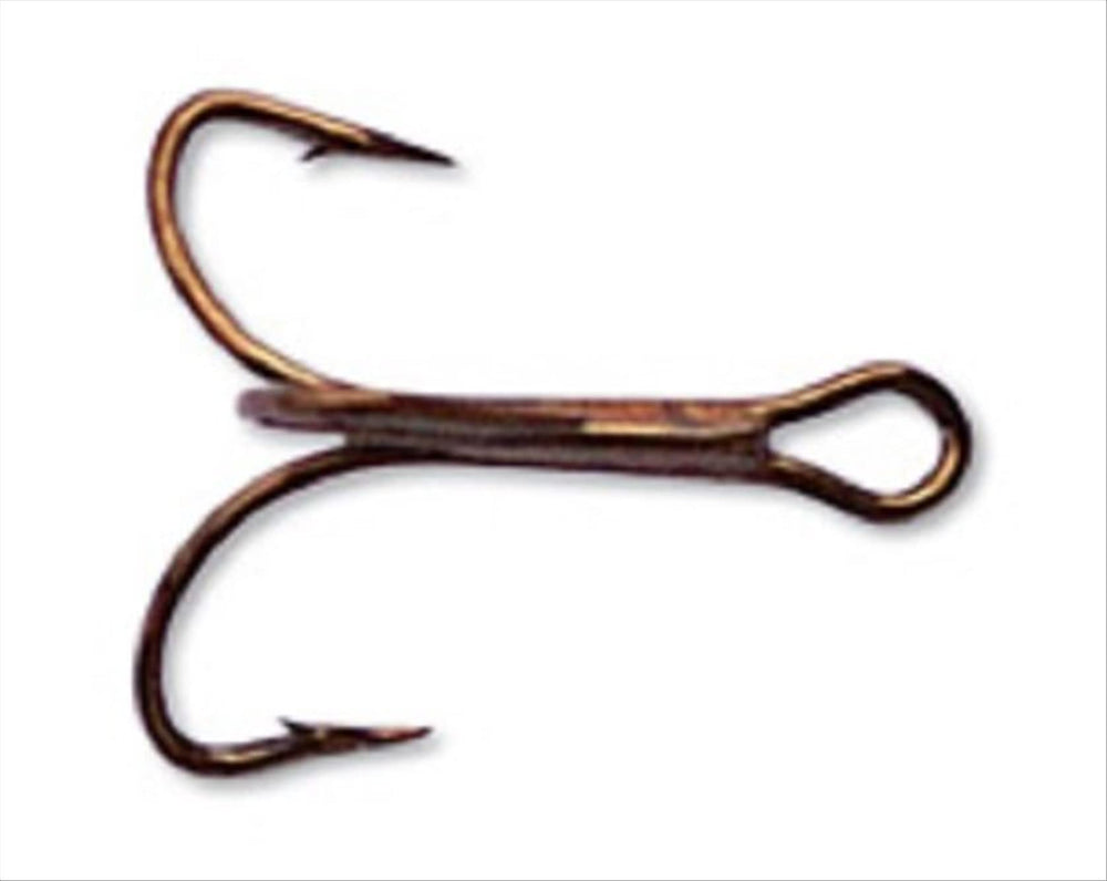 Product shot: Mustad Triple Grip Treble Bronze 6; secures hooks for consistent bites.