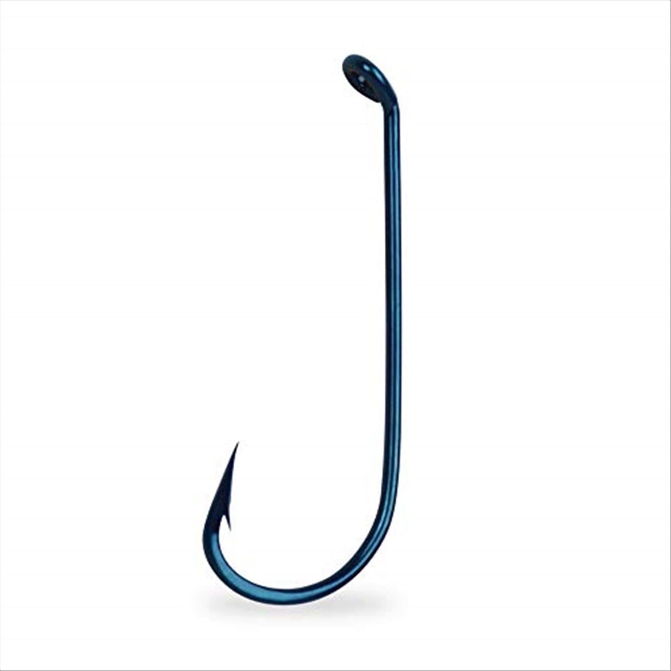 Mustad Virginia Hook with hollow point and down eye in blued finish, ideal for quick-set rigs.