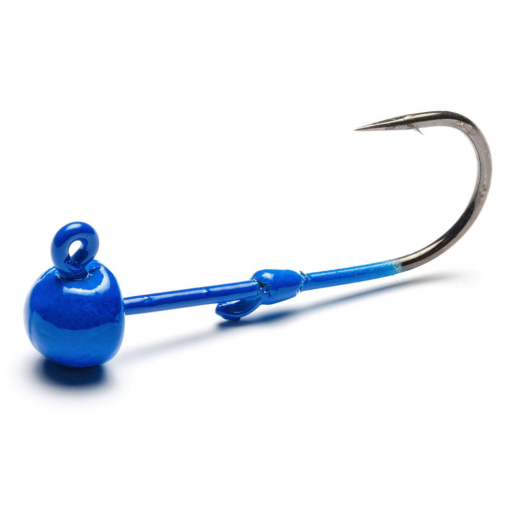 Four-pack of Mustad Worm Jig UV Blue 1/8oz ready for versatile multi-species setups.