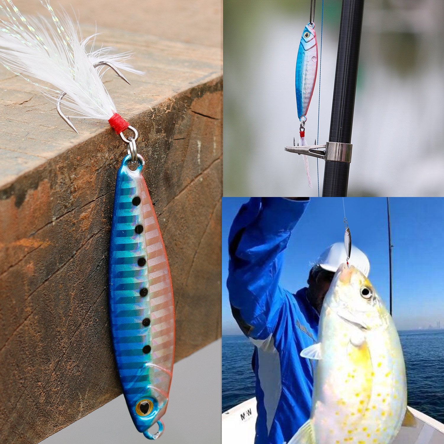Durable Mustad treble hook on jig lure