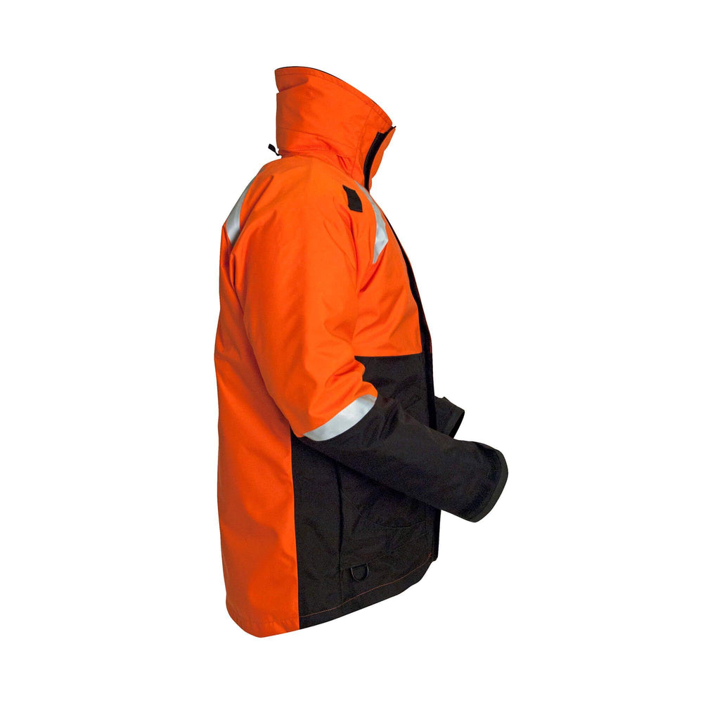 Mustang Survival Catalyst Floatation Coat M-Tech system close-up emphasizing comfort features