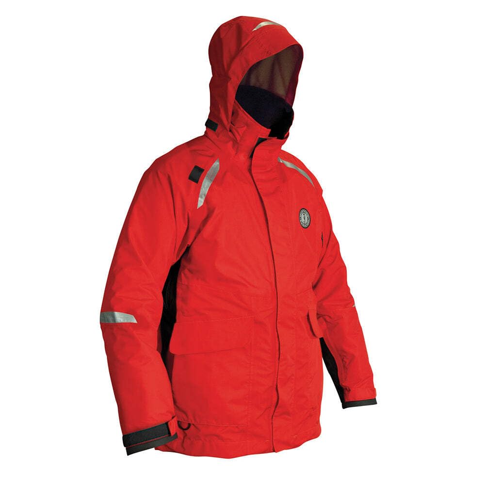Mustang Survival Catalyst Floatation Coat red-black size M, buoyant and weather-protective for on-water use.