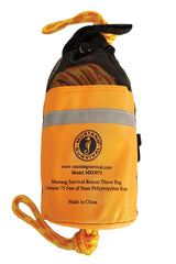 Mustang Survival throw bag with 75 ft rope for rapid water rescue practice.