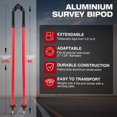 MUTOOP Pole Bipod side-entry compatibility fits 1-1.25 inch poles securely.