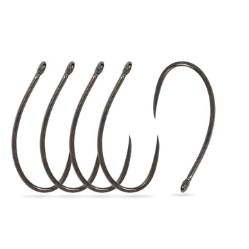 MUUNN 100Pcs barbless curved nymph caddis hooks pack, durable high-carbon steel for versatile fishing.