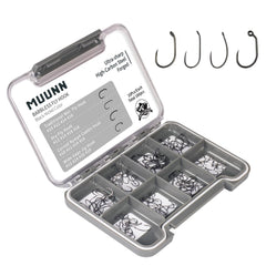 MUUNN 160-piece barbless fly tying hooks assortment, sizes 10–16
