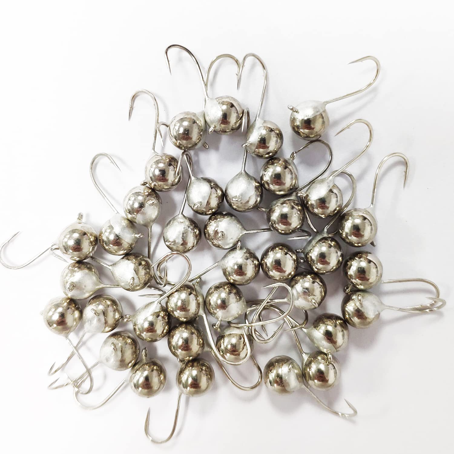MUUNN 25-pack unpainted tungsten ice jigs 8mm for precise panfish presentations.