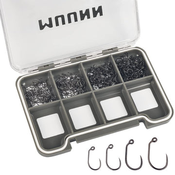 MUUNN 400Pcs barbless fly hooks in a box for quick on-water prep.