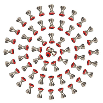 MUUNN dumbbell eyes for fly tying, 3.2mm red, durable brass finish.