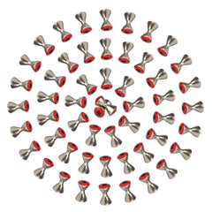 MUUNN dumbbell eyes red 4mm close-up for precise fly tying details.