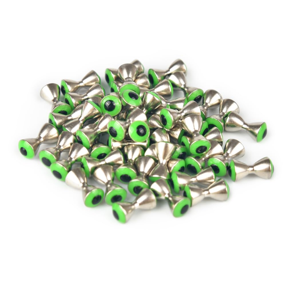 MUUNN fly tying eyes green brass 3.2mm enhance hook presentation and attract fish.