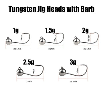 MUUNN 3g tungsten jig head barb for deeper bites and reliability.