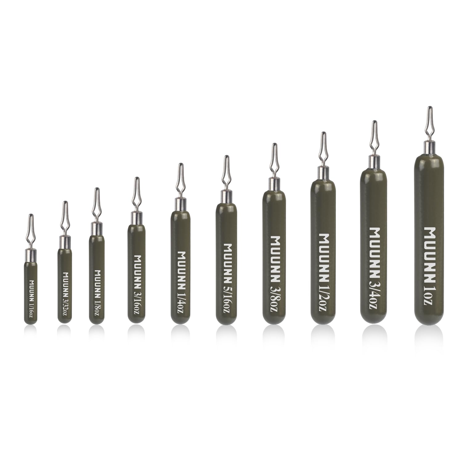 MUUNN tungsten skinny drop shot weight with clip-eye design reduces snags for smooth fishing.