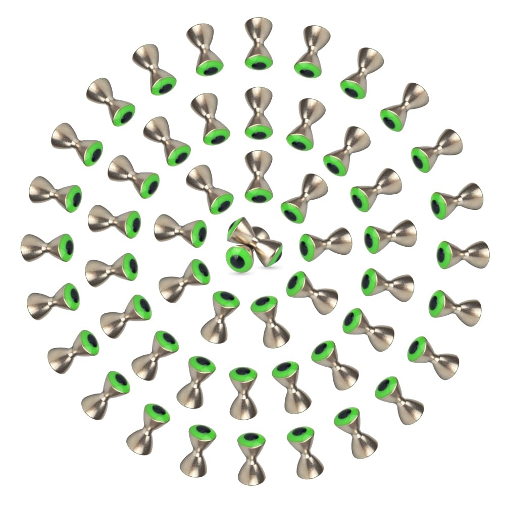 MUUNNN dumbbell eyes in green 4mm for precise fly tying