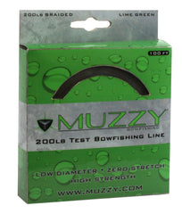 Close-up of Muzzy 1078 bow fishing line in lime green braided nylon 200 lb