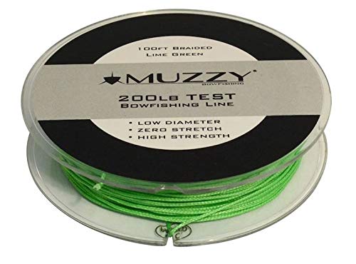 Braided nylon texture detail of lime green Muzzy line