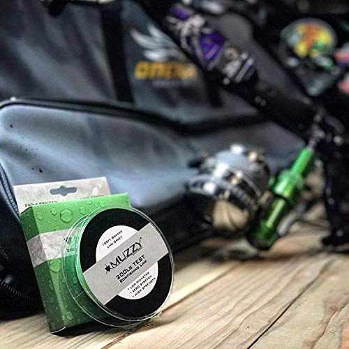 Muzzy 200 lb lime green line spool with label