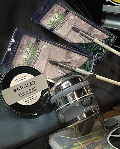 Bow fishing setup with lime green Muzzy line in use