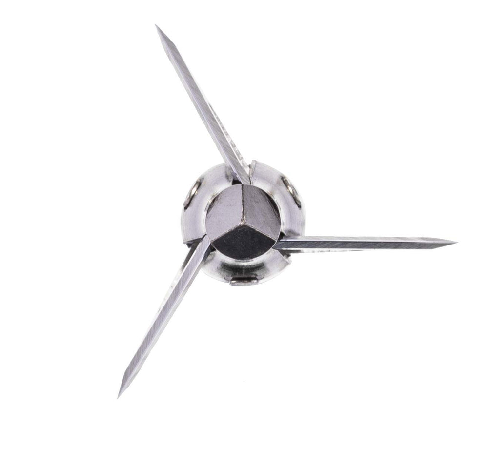 Muzzy Trocar Crossbow cutting diameter 1-3/16-inch close-up for wide impact area.